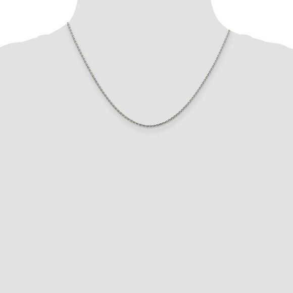 1.5mm Rhodium Plated Sterling Silver Spiga Chain Necklace, 18-20 Inch - Picture 2 of 8